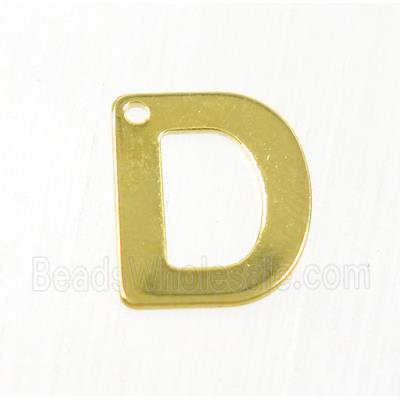 stainless steel letter D pendant, gold plated