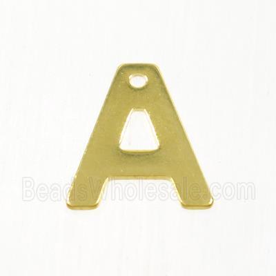 stainless steel letter A pendant, gold plated