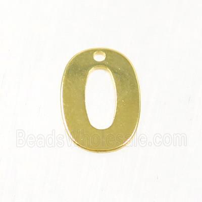 stainless steel number 0 pendant, gold plated