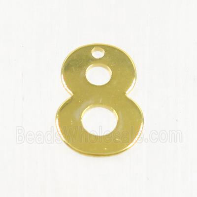 stainless steel number 8 pendant, gold plated