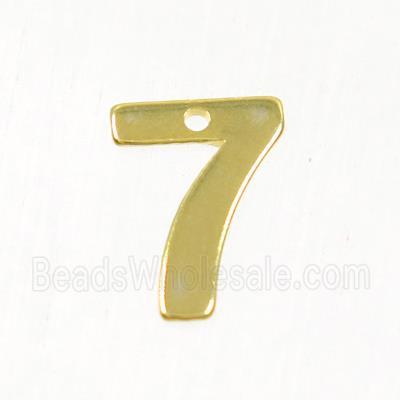stainless steel number 7 pendant, gold plated