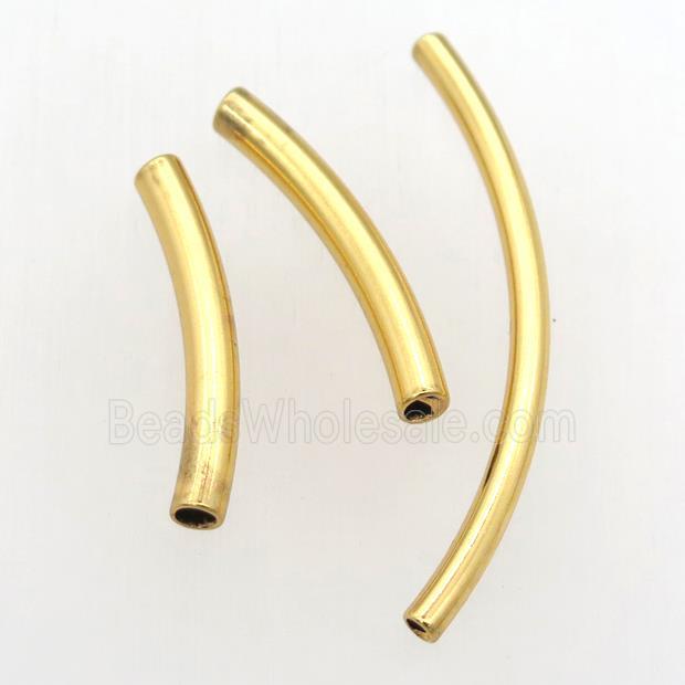 stainless steel bend tube beads, gold plated