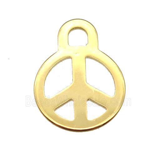 stainless steel stampings pendant, peace sign, gold plated
