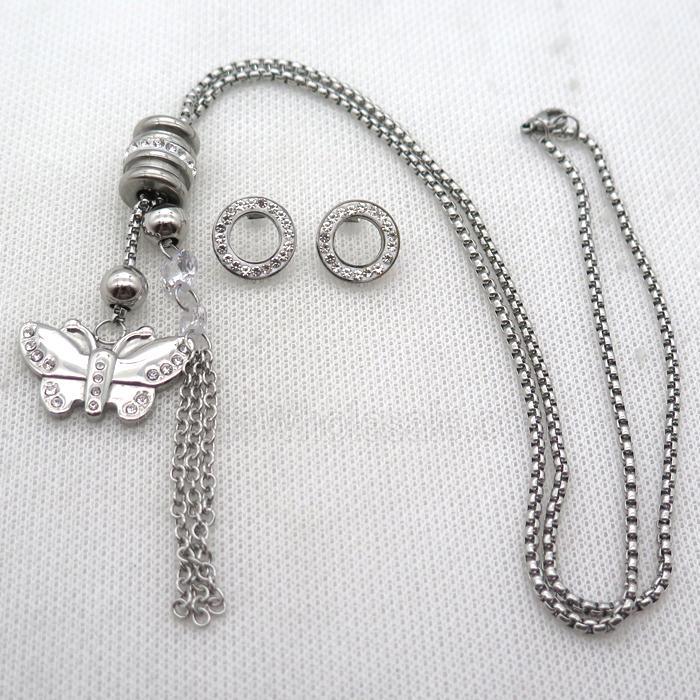 stainless steel Jewelry Sets, butterfly, platinum plated