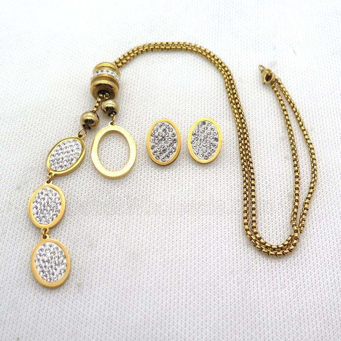 stainless steel necklace and earring, gold plated