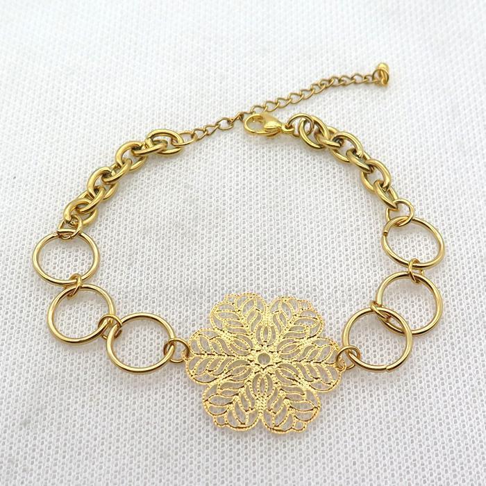 stainless steel necklace and earring, gold plated