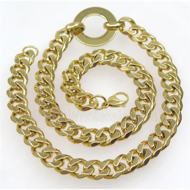stainless steel necklace, gold plated