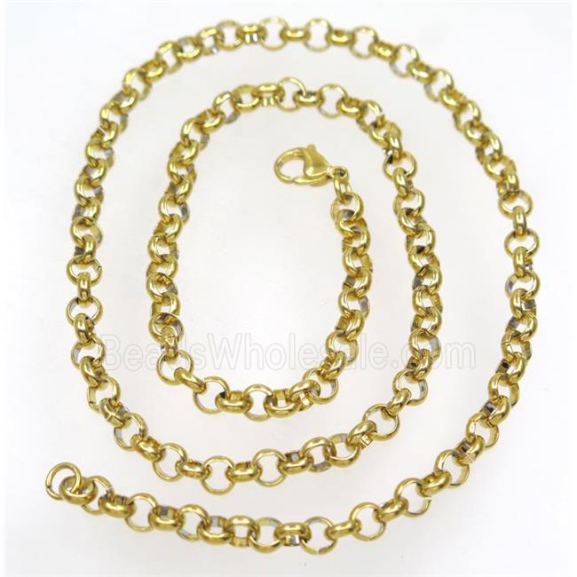 stainless steel necklace, gold plated