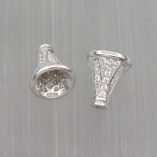 Sterling Silver tassel bail pave zircon, platinum plated