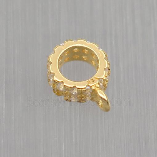 Sterling Silver hanger pave zircon, gold plated