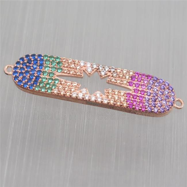 Sterling Silver northstar connector paved zircon, rose gold