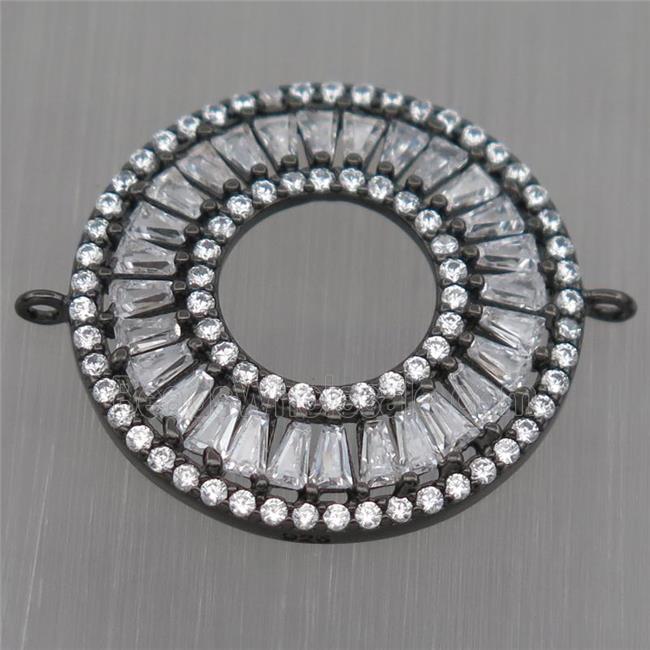 Sterling Silver donut connector paved zircon, black plated
