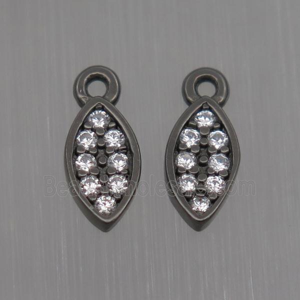 Sterling Silver leaf pendant paved zircon, black plated