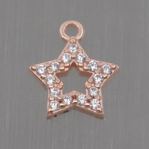 Sterling Silver star pendant paved zircon, rose gold