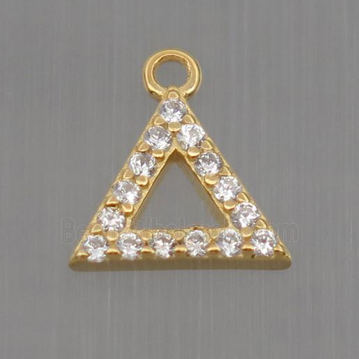 Sterling Silver triangle pendant paved zircon, gold plated