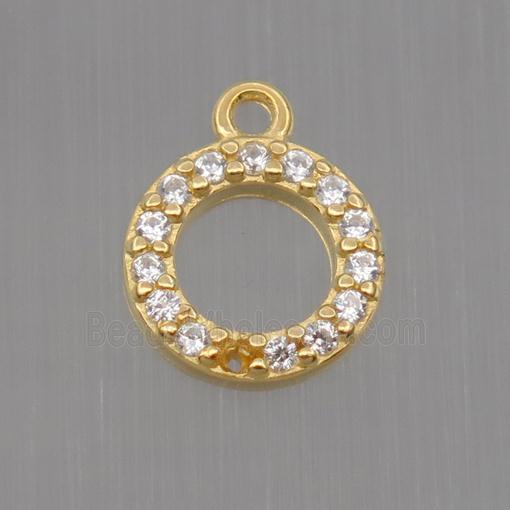 Sterling Silver circle pendant paved zircon, gold plated