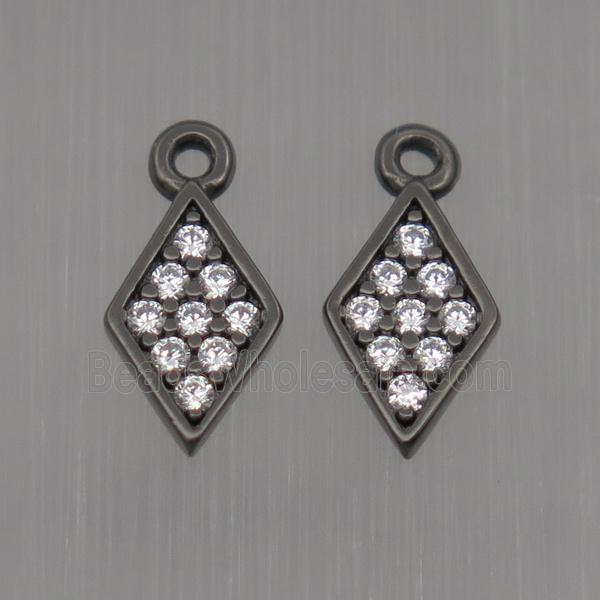 Sterling Silver dart pendant paved zircon, black plated