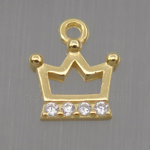 Sterling Silver crown pendant paved zircon, gold plated