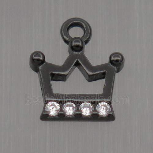 Sterling Silver crown pendant paved zircon, black plated