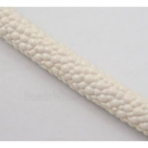 PU leather cord, round, white