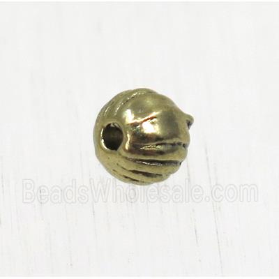 round tibetan silver zinc beads, non-nickel, antique gold