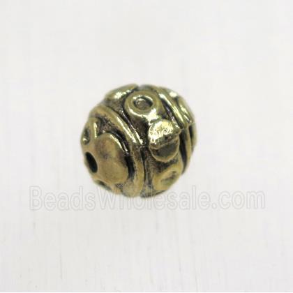 tibetan silver zinc beads, non-nickel, antique gold