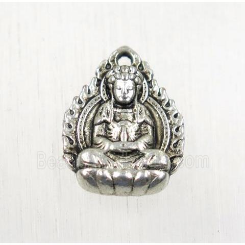 tibetan silver buddha pendant, non-nickel