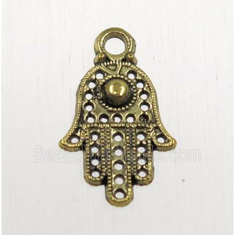 tibetan silver hamsahand pendant, non-nickel, antique gold