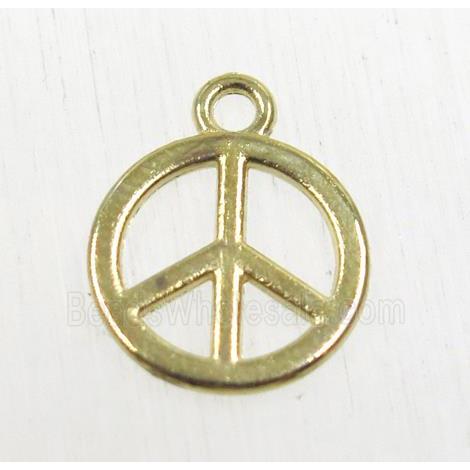 tibetan silver peace sign pendant, non-nickel, gold plated