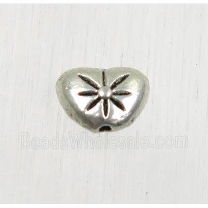 tibetan silver zinc heart beads, non-nickel