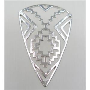 tibetan silver pendant, non-nickel, silver plated, approx 35x55mm [AD100129]
