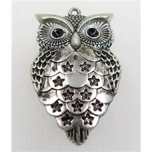 tibetan silver owl pendant, non-nickel, approx 32x50mm [AD116408]