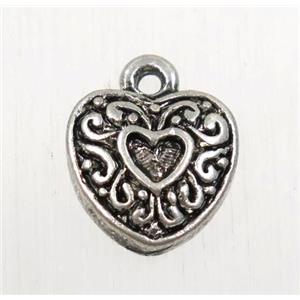 tibetan silver heart pendant, non-nickel, approx 11.5mm [AD1519]