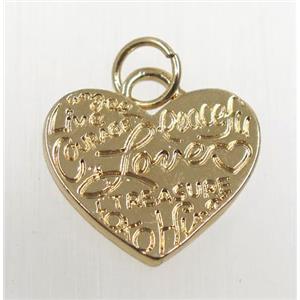 tibetan silver heart pendant, non-nickel, gold plated, approx 20x23mm [AD37729AG]