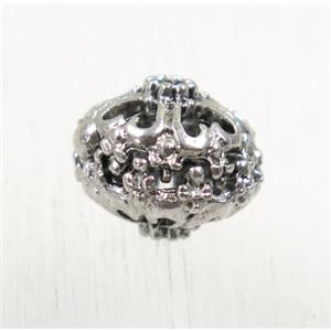 tibetan silver zinc beads, non-nickel, approx 12mm dia [AD40794]