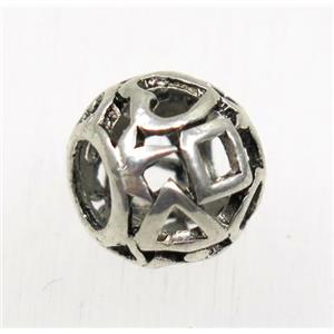 tibetan silver beads, zinc, non-nickel, approx 9x10.5mm, 4.5mm hole [AD45657]