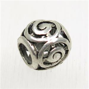 tibetan silver beads, non-nickel, approx 9.5x10mm, 4mm hole [AD45662]