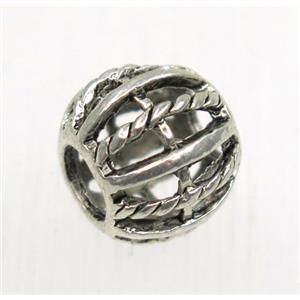 hollow tibetan silver beads, non-nickel, approx 9x10.5mm, 4mm hole [AD45666]