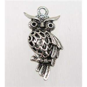 tibetan silver owl pendant, non-nickel, approx 13x26mm [AD45688]
