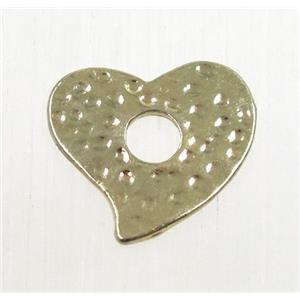tibetan silver heart beads, non-nickel, gold plated, approx 11.5x13mm [AD47535G]