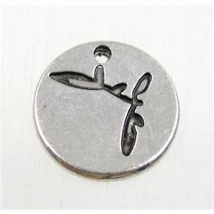 tibetan silver pendant, non-nickel, approx 16mm dia [AD48013]