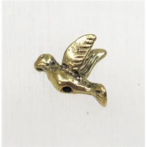 tibetan silver bird zinc beads, non-nickel, antique gold, approx 9x12mm [AD49170AG]