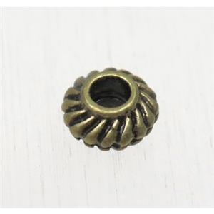 tibetan silver zinc rondelle beads, non-nickel, antique bronze, approx 6.7mm dia, 3mm hole [AD60237AG]