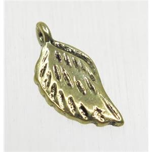 tibetan silver leaf pendant, non-nickel, bronze, approx 8x14mm [AD62467AG]