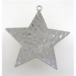 tibetan silver star pendant, non-nickel, approx 60mm [AD63060]