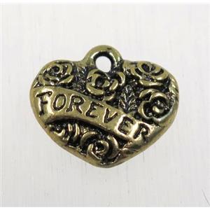 tibetan silver heart pendant, non-nickel, bronze, approx 12x15mm [AD63092]