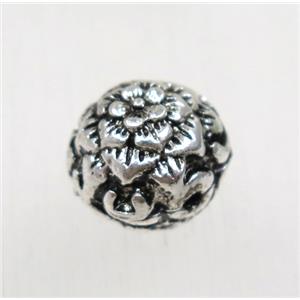 tibetan silver zinc beads, non-nickel, approx 11.5mm dia [AD63318]