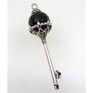 tibetan silver key pendant, non-nickel, approx 23x75mm [AD63433]