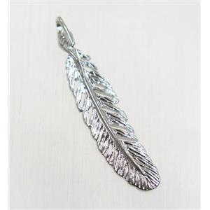tibetan silver feather pendants, non-nickel, approx 8.5x37mm [AD63705]