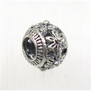 round tibetan silver beads, non-nickel, approx 7x8.5mm, 3.5mm hole [AD65020]